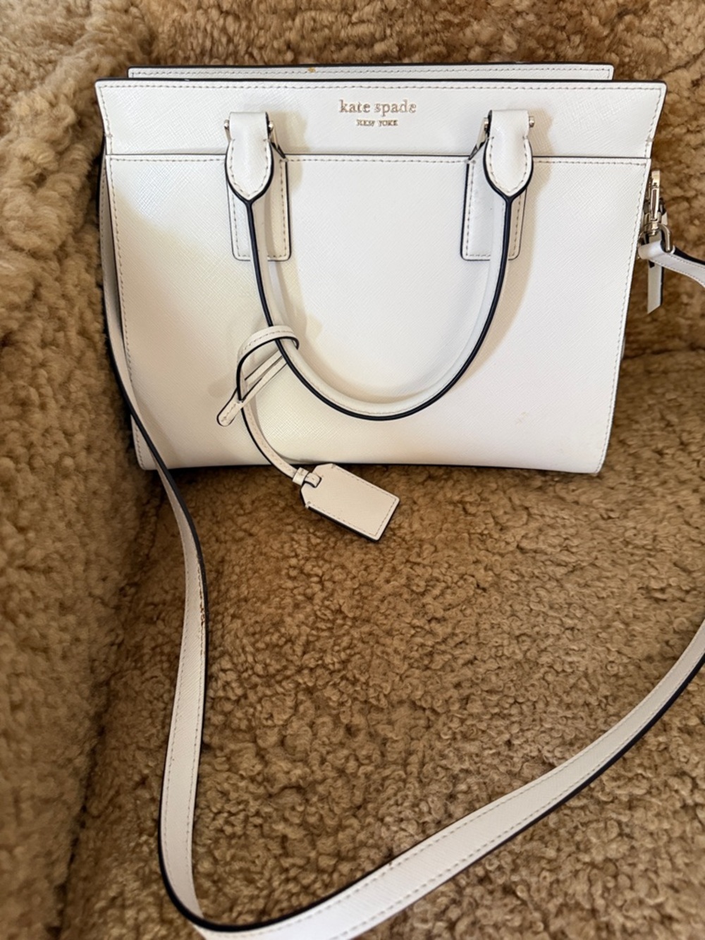 kate spade White Leather Mini Satchel with Crossbody Strap